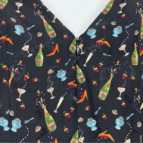 Vintage Nicole Miller Collection 100% Silk Novelty Strawberry Ice-cream print - Picture 4 of 7